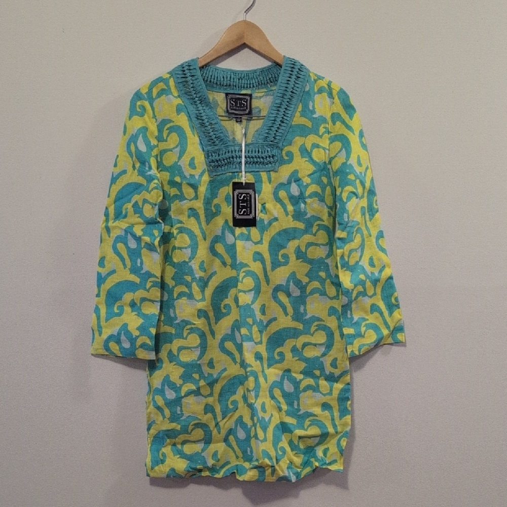 Sail to Sable Blue and Yellow Patterned Dress
